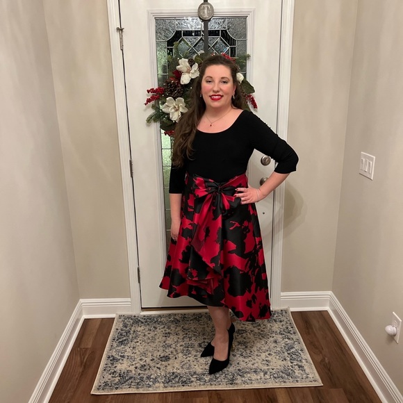 R&M Richard’s High Low Dress with Bow - Picture 2 of 4